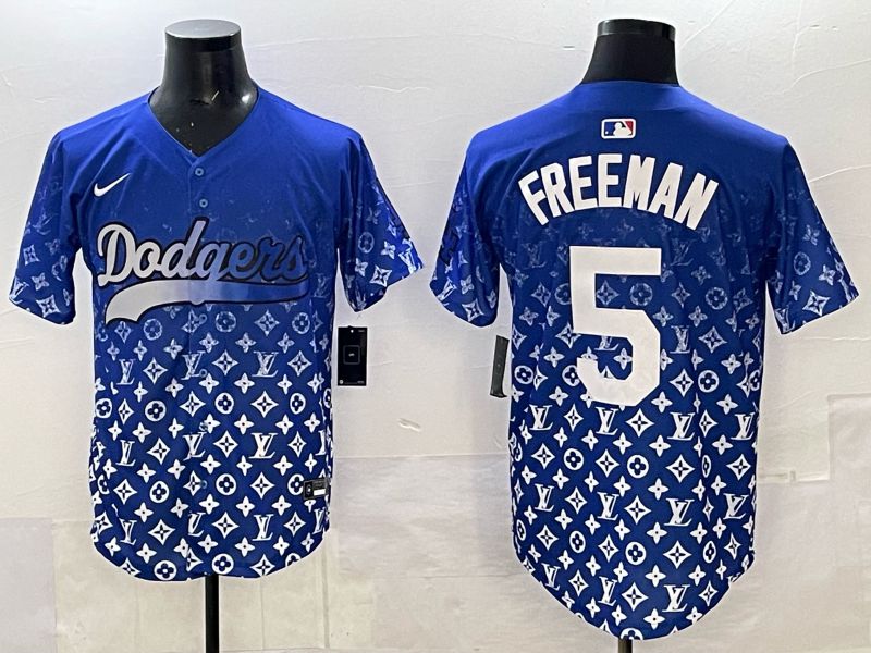 Men Los Angeles Dodgers 5 Freeman Blue Nike 2025 MLB jersey 01